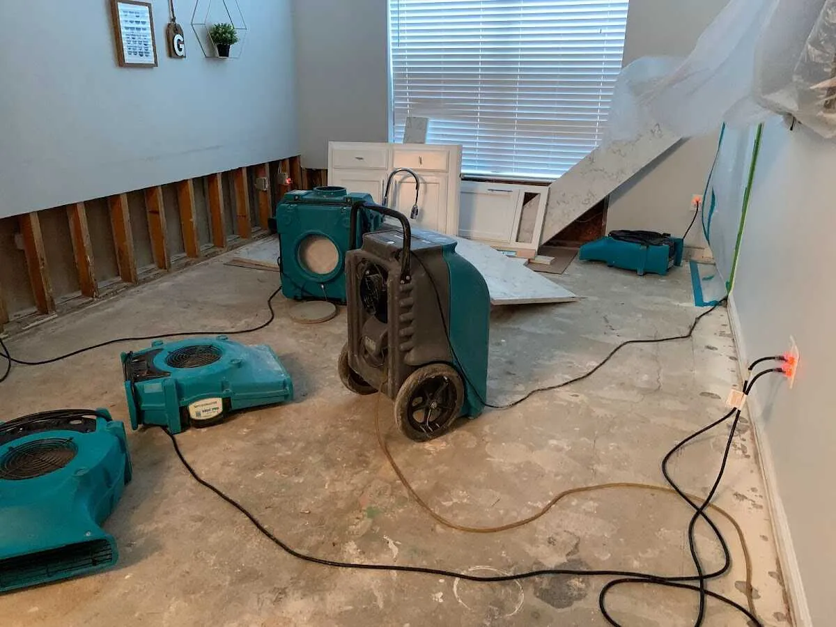 Dehumidifier in flood-cut room for Water Extraction & Removal in Royse City